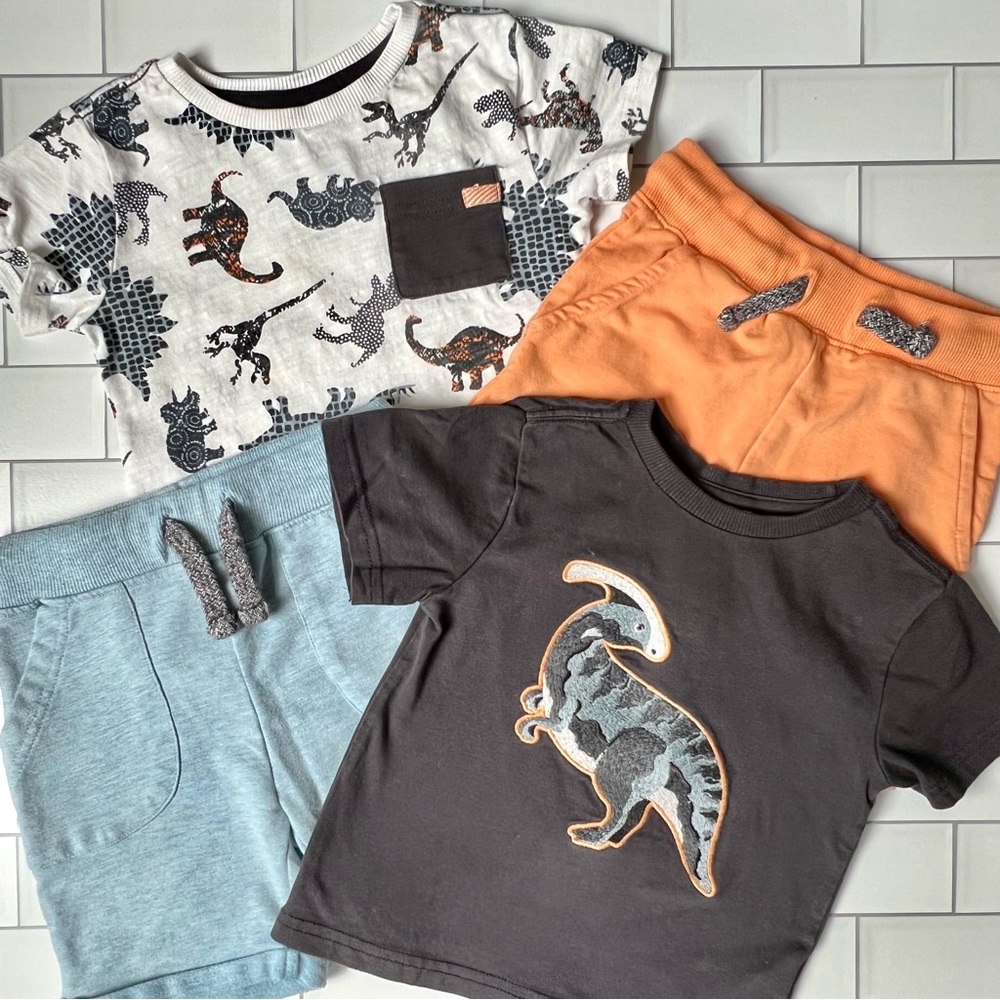 18M🦕🦖 Tommy Bahama Boys 4-Piece Mix & Match Dinosaur Short Sleeve T & Shorts Set